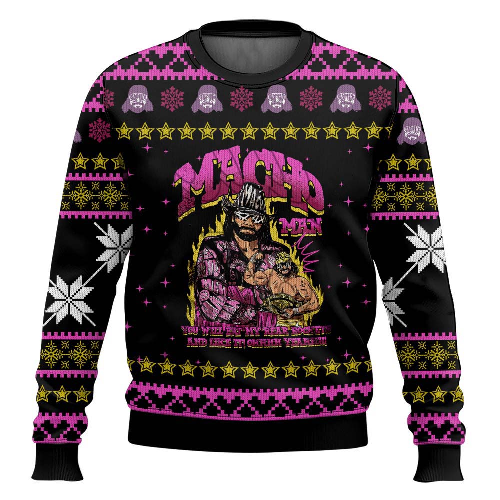 Macho Man You Will Eat My Rear Rockets WWE Ugly Sweater