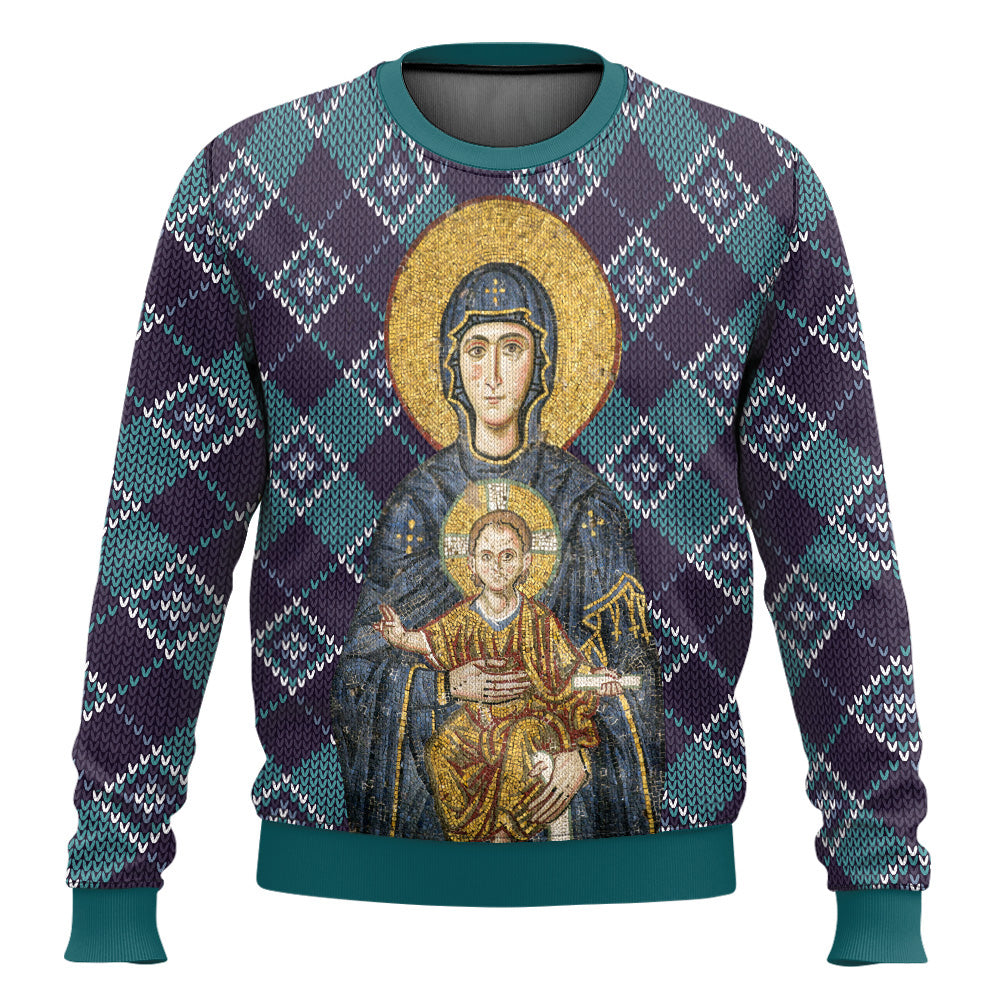 Maria And Jesus In Eastern Orthodox Ugly Sweater