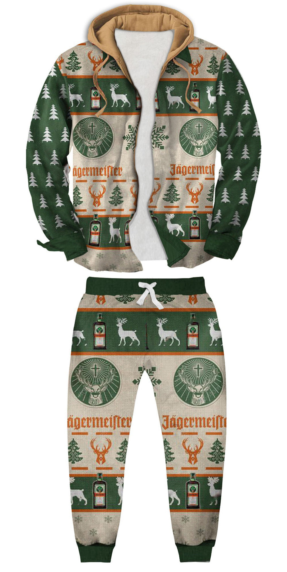 Men's 3D Printing Fake Two Gradient Ugly Zip Hoodie & Sweatpant Set