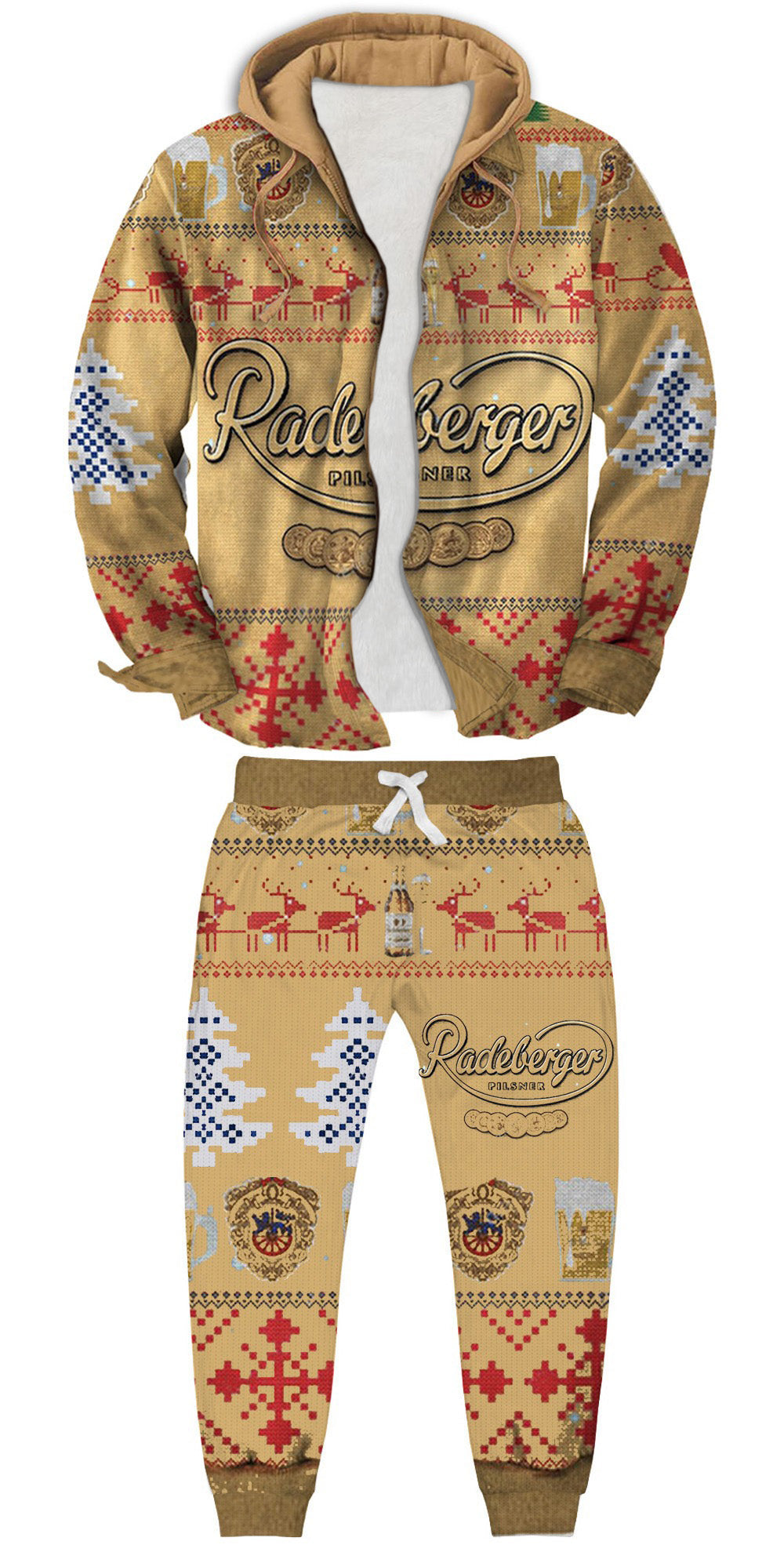 Men's Fake Two Gradient 3D Printing Ugly Zip Hoodie & Sweatpant Set