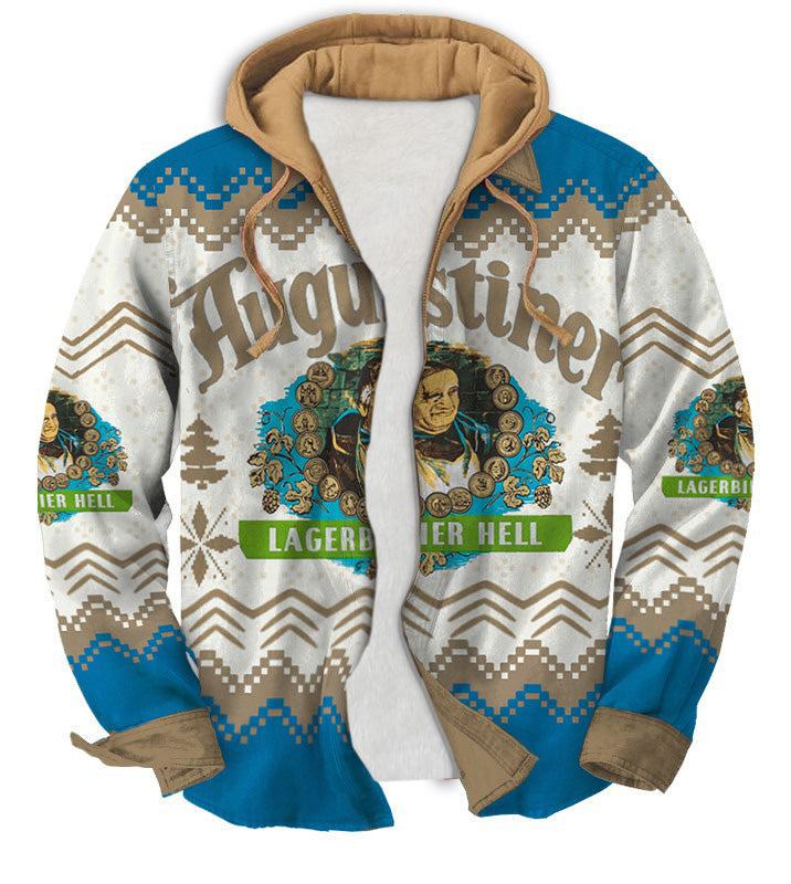 Men's Fake Two  Gradient Ugly Zip Hoodie Collection 014