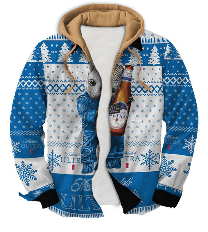 Men's Fake Two  Gradient Ugly Zip Hoodie Collection 025