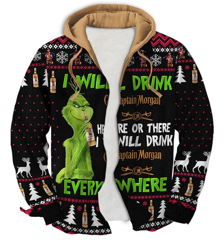 Men's Fake Two  Gradient Ugly Zip Hoodie Collection 039