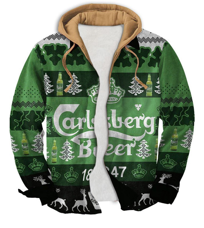 Men's Fake Two Gradient Ugly Zip Hoodie Style 006