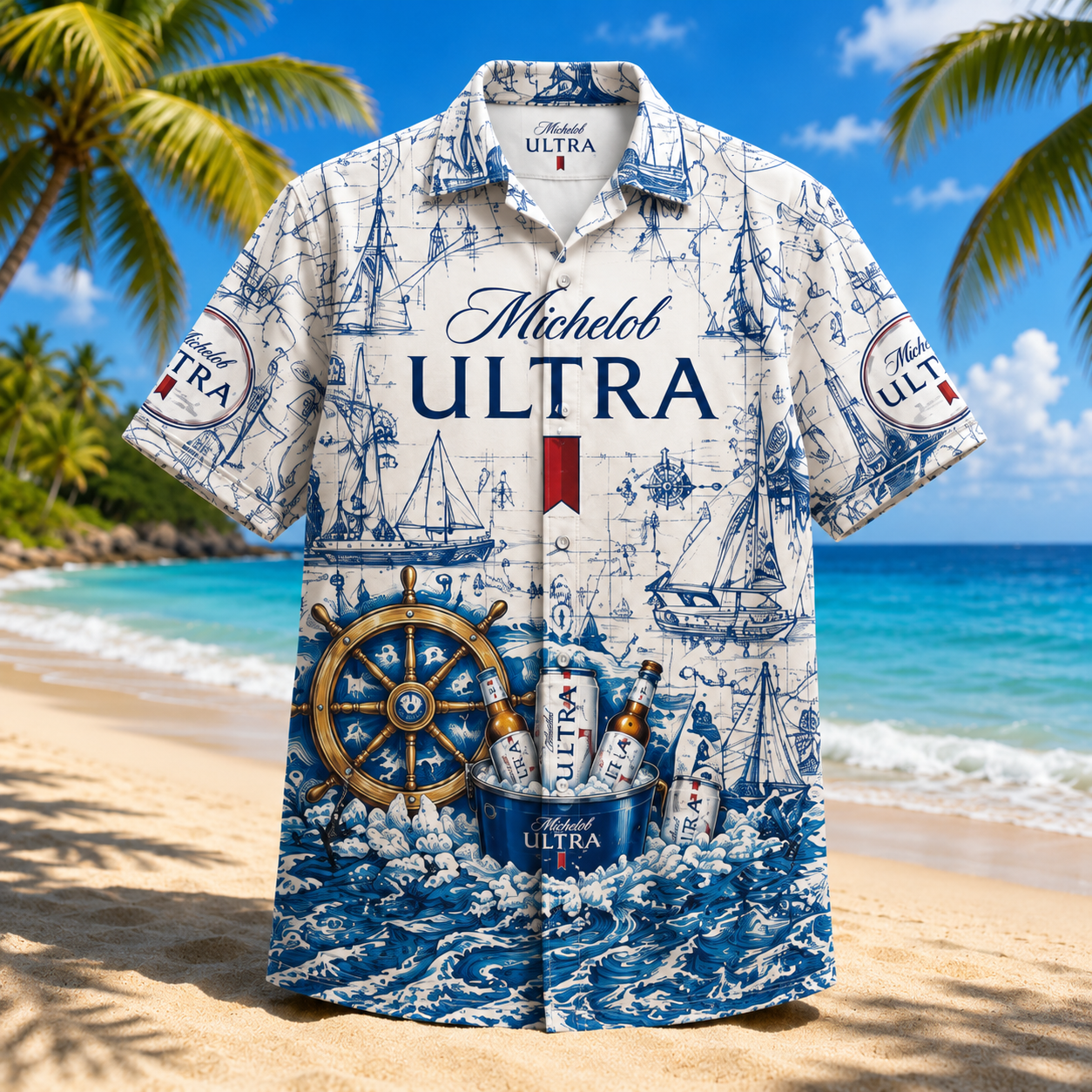 Michelob Ultra Nautical Hawaiian Shirt