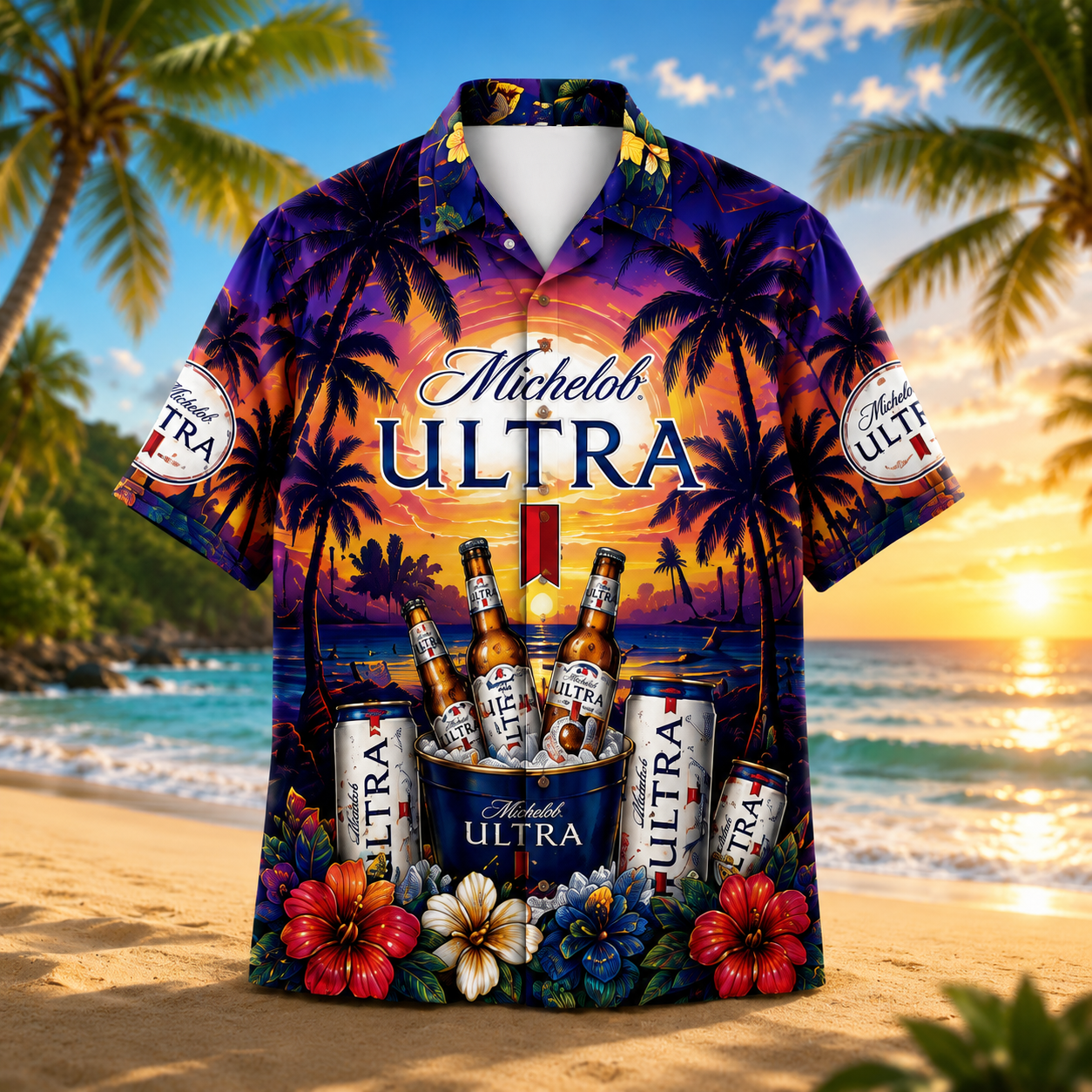 Michelob Ultra Tropical Sunset Hawaiian Shirt