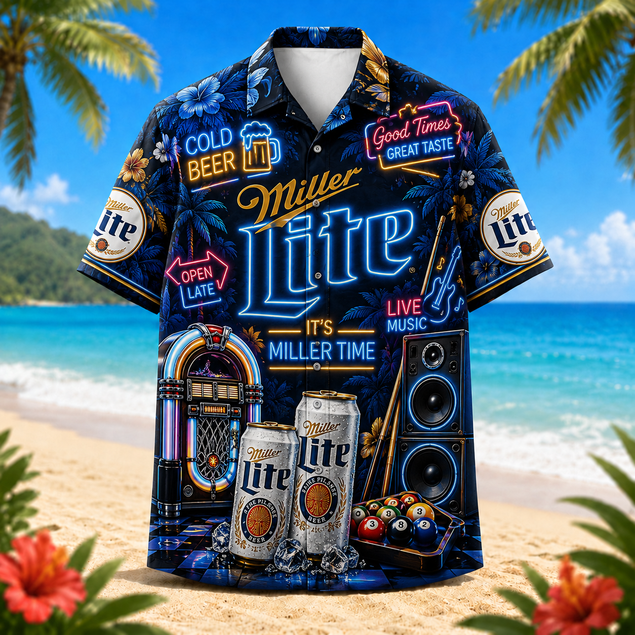 Miller Lite Summer Party Hawaiian Shirt