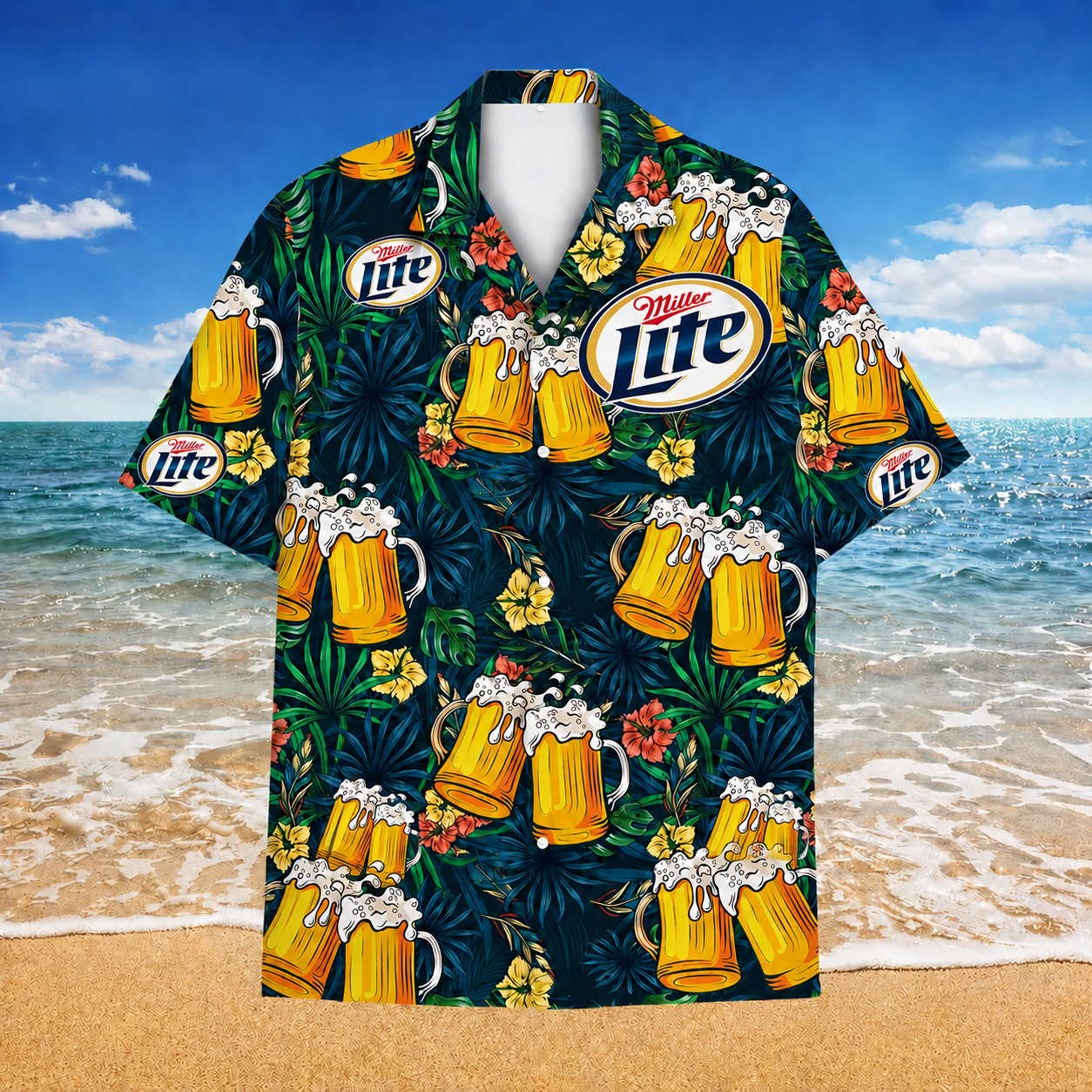 Miller Lite Tropical Beer Cheers Hawaiian Shirt