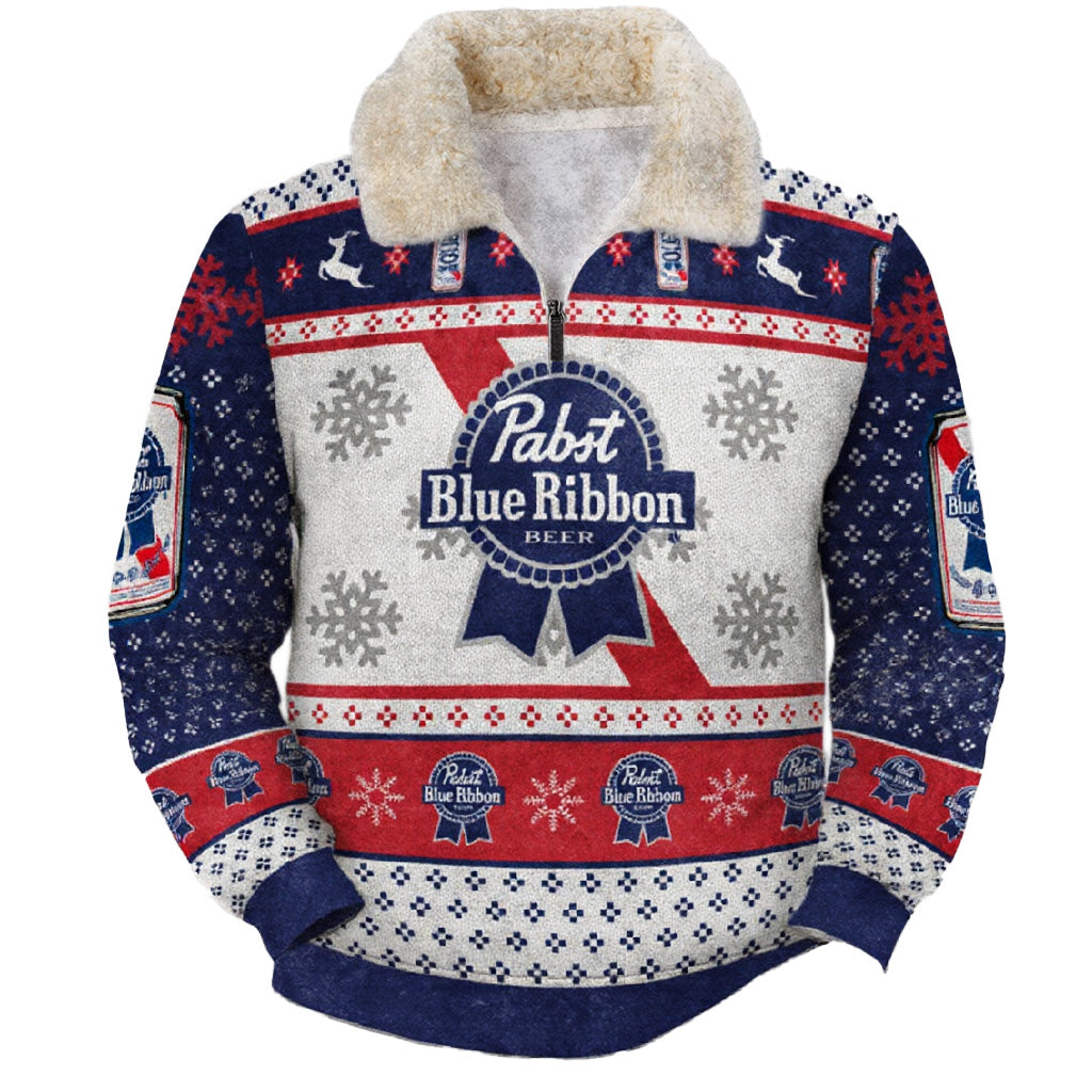 Navy & Crimson Emblem Ugly Quarter Zip Sweatshirt