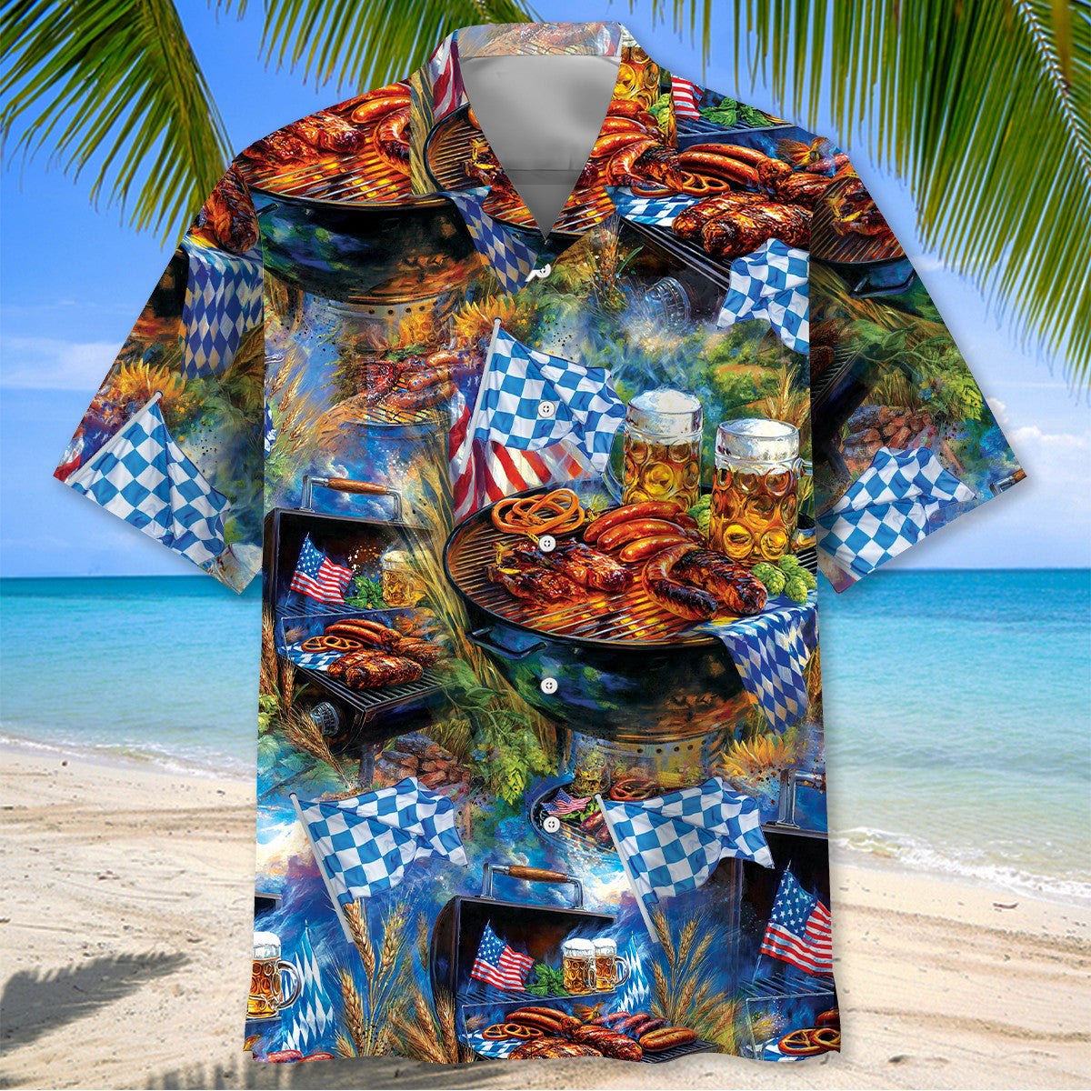 Oktoberfest BBQ Grill With Pretzels And Flags Hawaiian Shirt