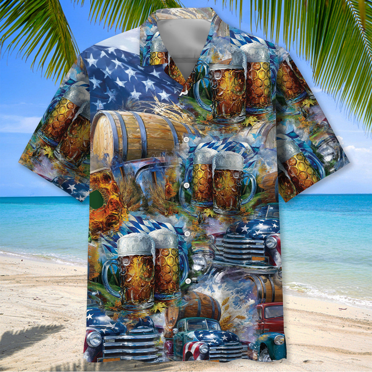 Oktoberfest Beer Keg On Pickup Truck Hawaiian Shirt
