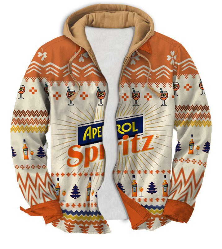 Orange Retro Geometric Ugly Zip Hoodie