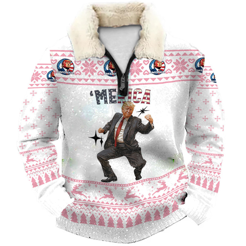 Pink Snowflake Fun Christmas Ugly Quarter Zip Sweatshirt