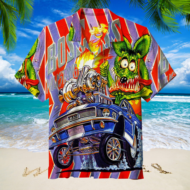 Rat Fink Boss Mustang | Unisex Hawaiian Shirt
