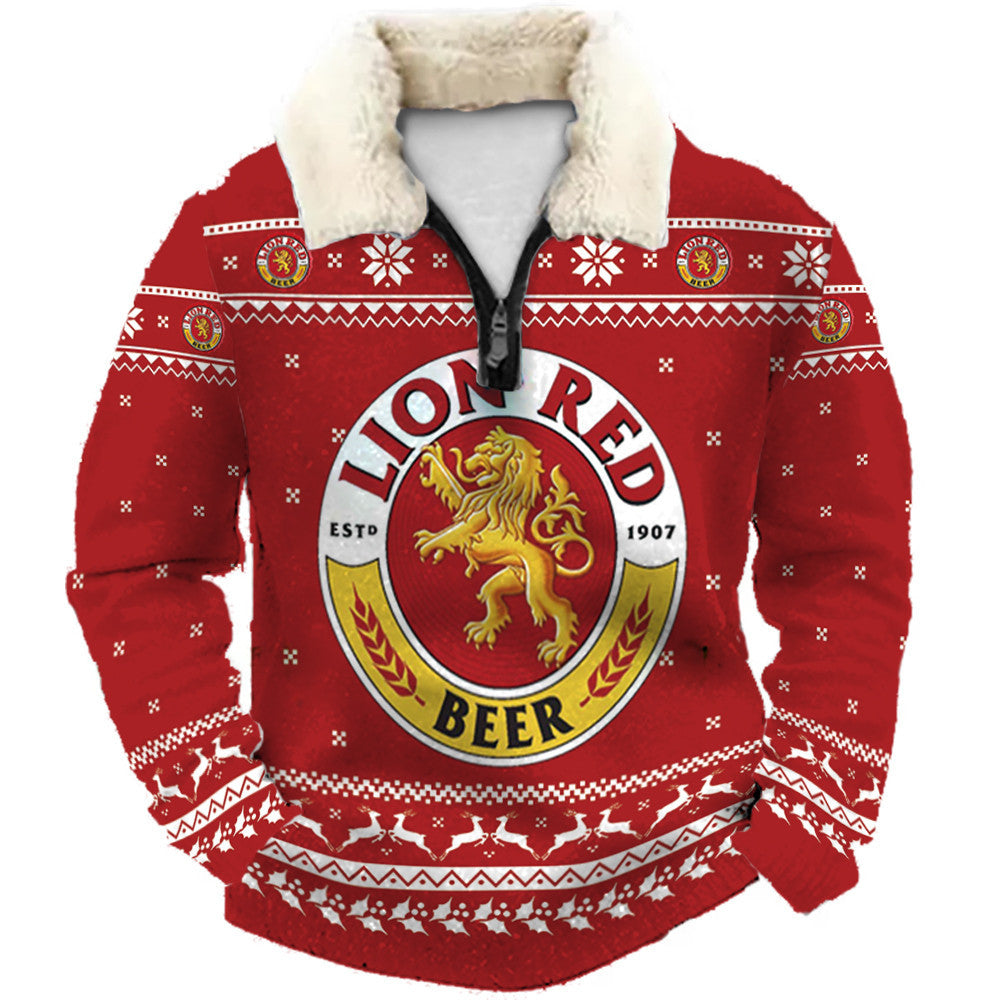 Red & Christmas Ugly Quarter Zip Sweatshirt