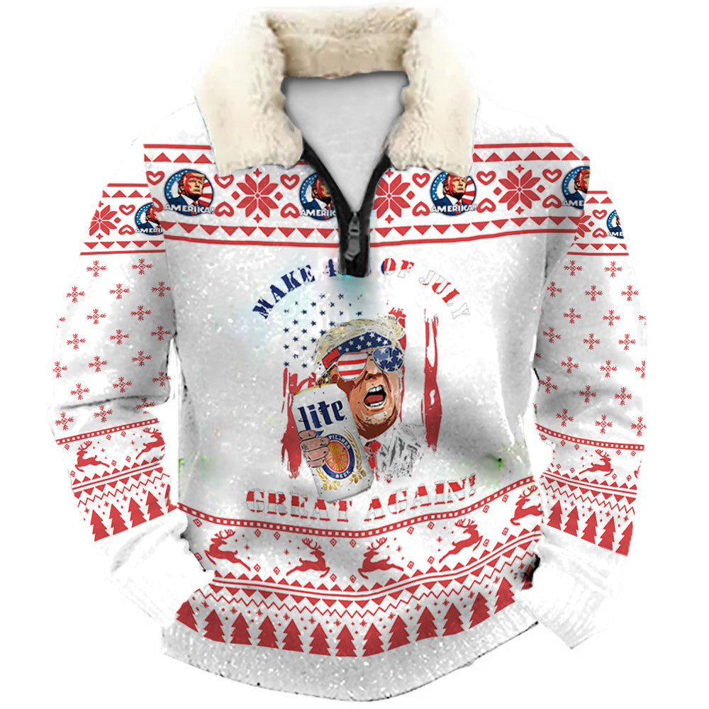 Red & Frosted Blue Ugly Quarter Zip Sweatshirt