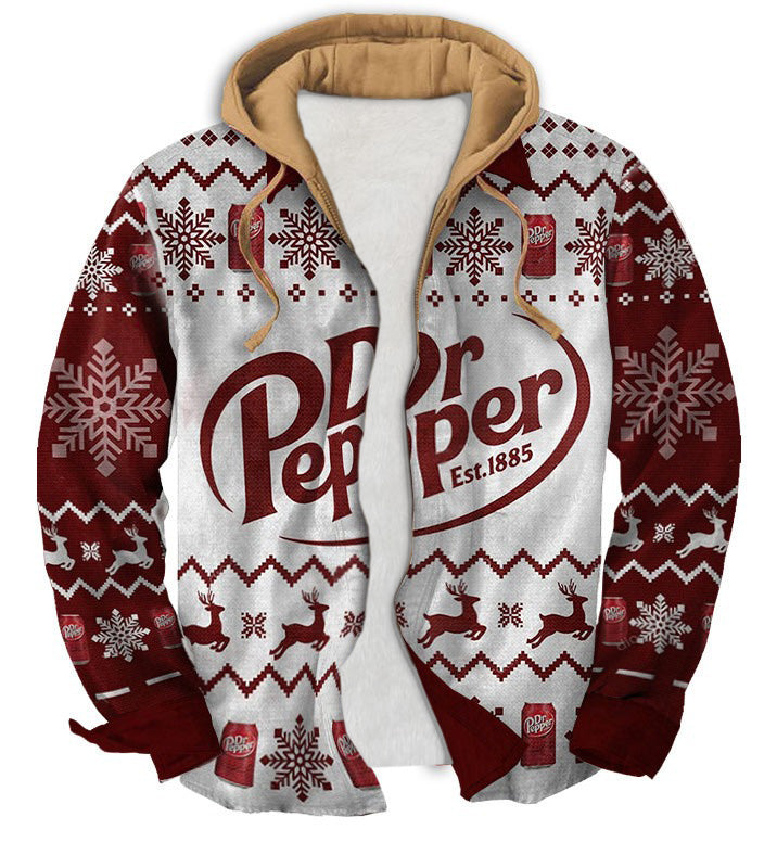 Red and Gray Geometric Ugly Zip Hoodie