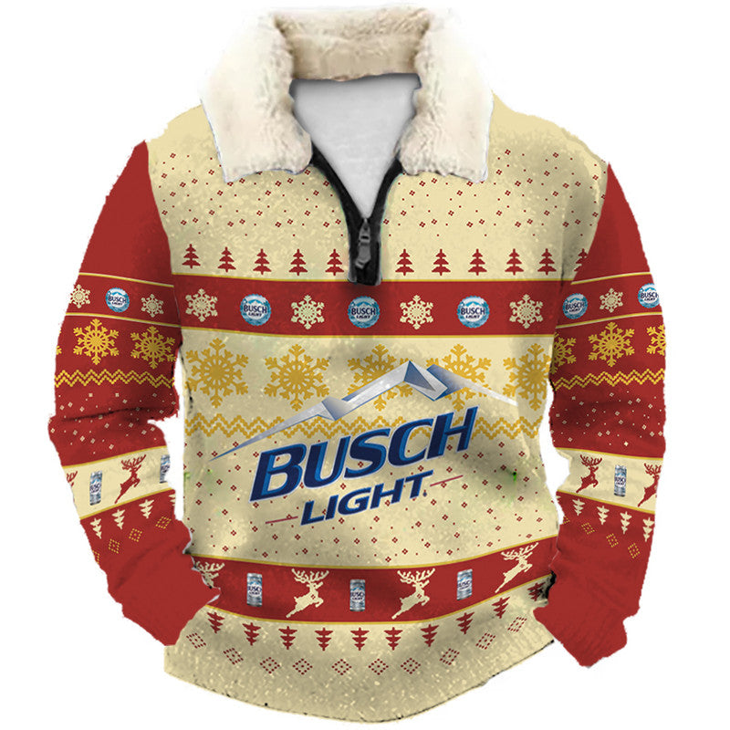 Reindeer Snowflake Print Ugly Quarter Zip Sweatshirt