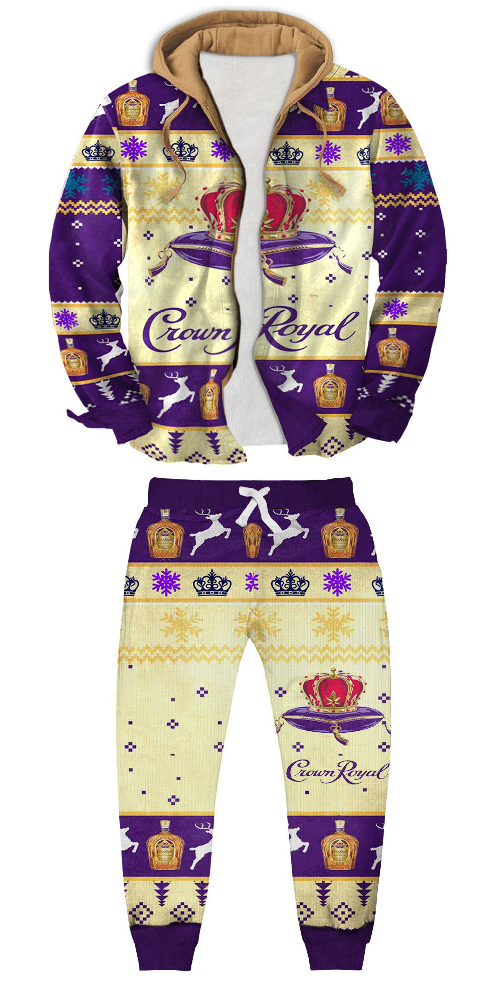 Retro Geometric Ugly Zip Hoodie & Sweatpant Set Style 005