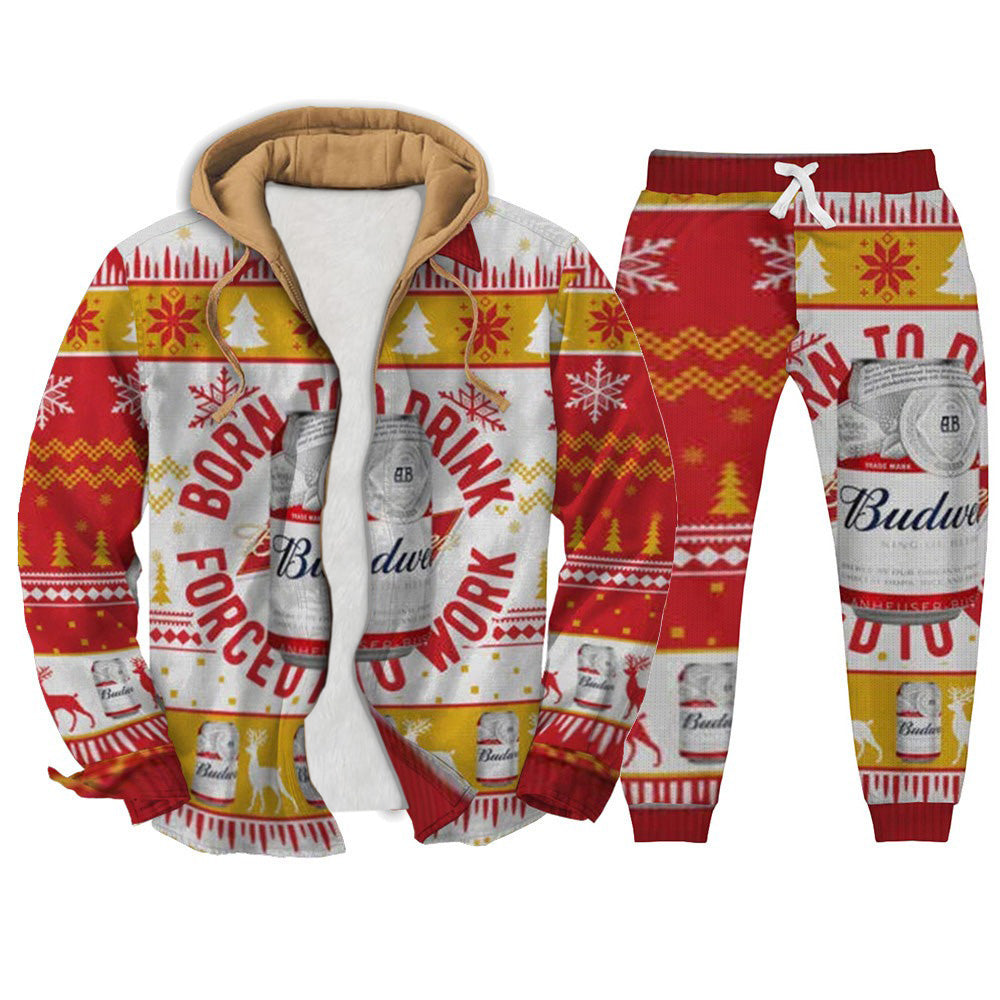 Retro Geometric Ugly Zip Hoodie & Sweatpant Set Style 007