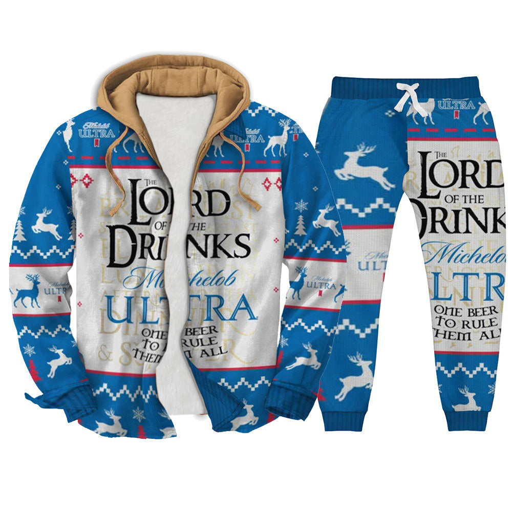 Retro Geometric Ugly Zip Hoodie & Sweatpant Set Style 008