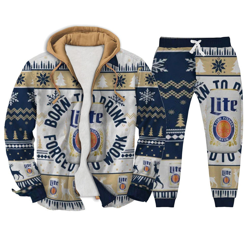 Retro Geometric Ugly Zip Hoodie & Sweatpant Set Style 009