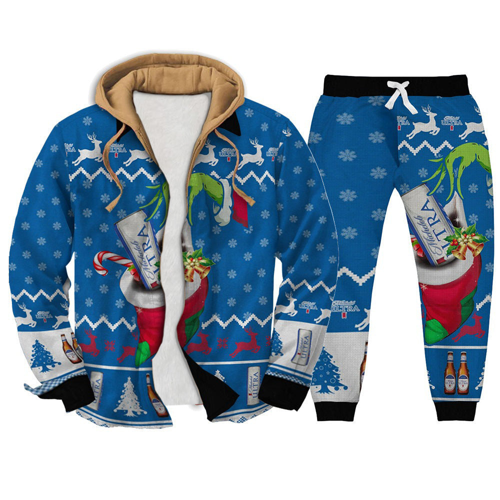 Retro Geometric Ugly Zip Hoodie & Sweatpant Set Style 010