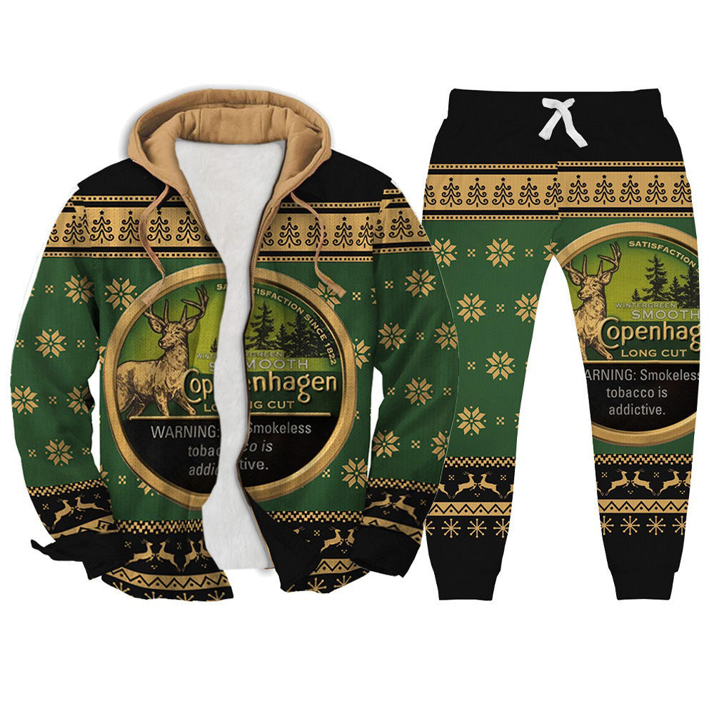 Retro Geometric Ugly Zip Hoodie & Sweatpant Set Style 011