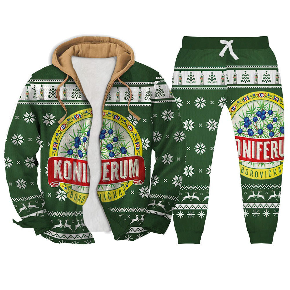 Retro Geometric Ugly Zip Hoodie & Sweatpant Set Style 012