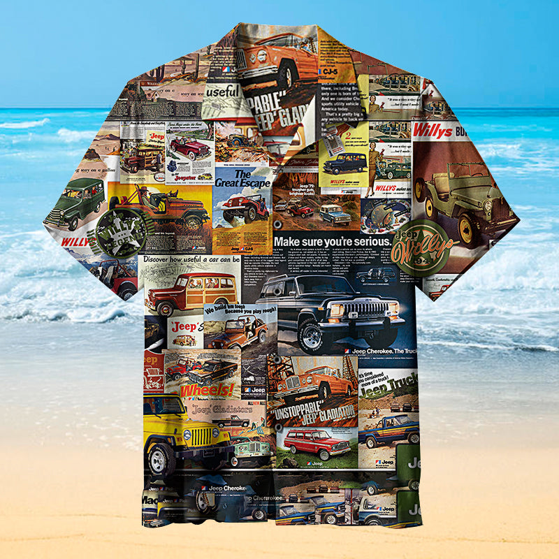 Retro Jeep Collage  Hawaiian Shirt