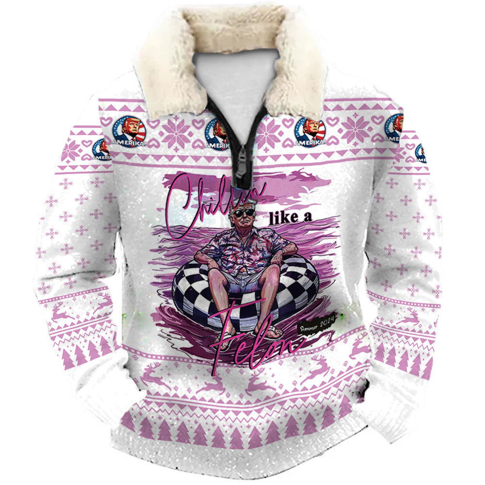 Rose Red Christmas Ugly Quarter Zip Sweatshirt