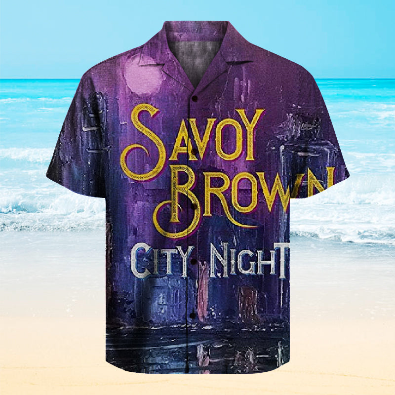 Savoy Brown - City Night  Unisex Hawaiian Shirt