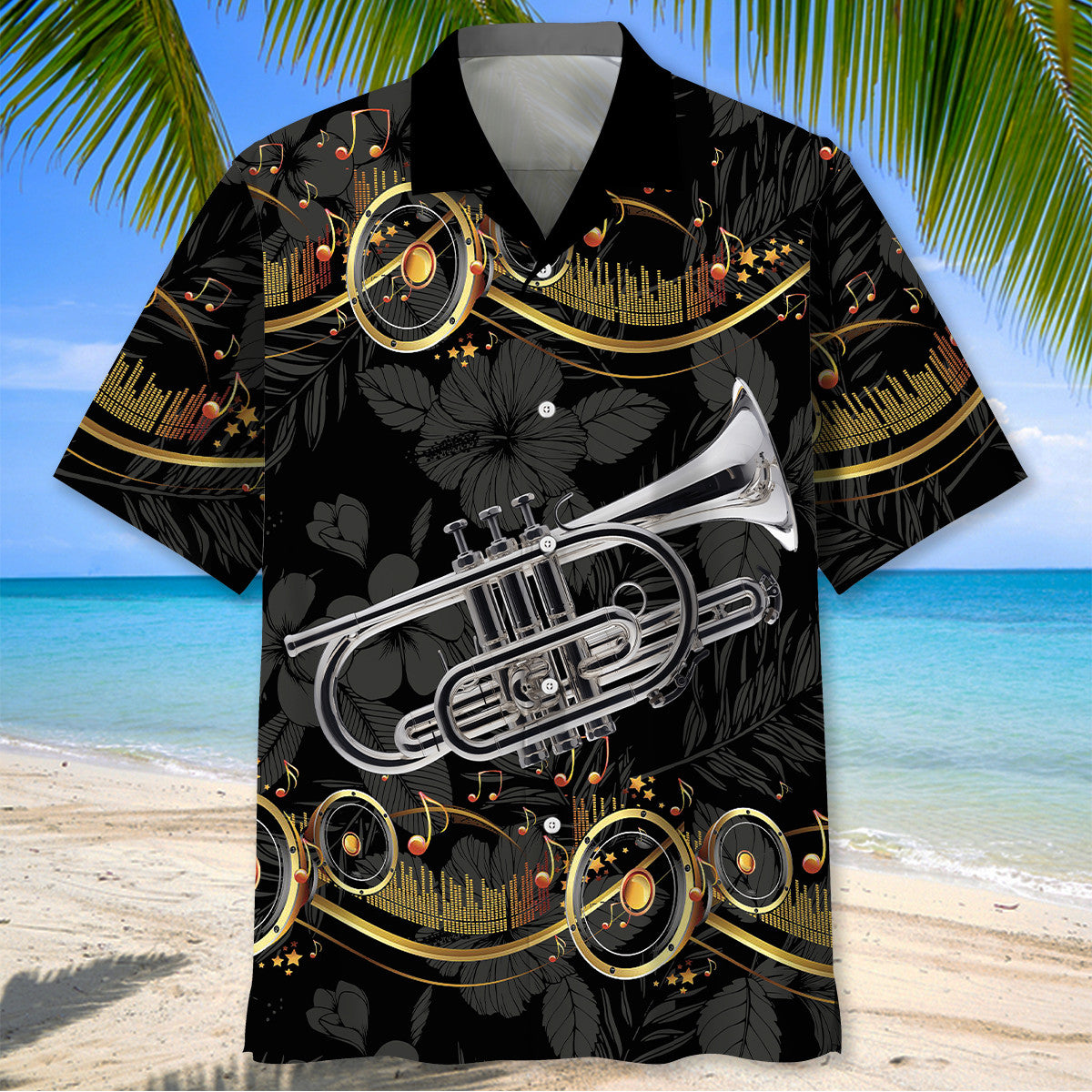 Silver Cornet Black Hawaiian Shirt