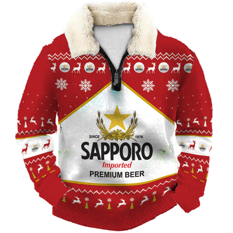 Snowflake & Christmas Ugly Quarter Zip Sweatshirt