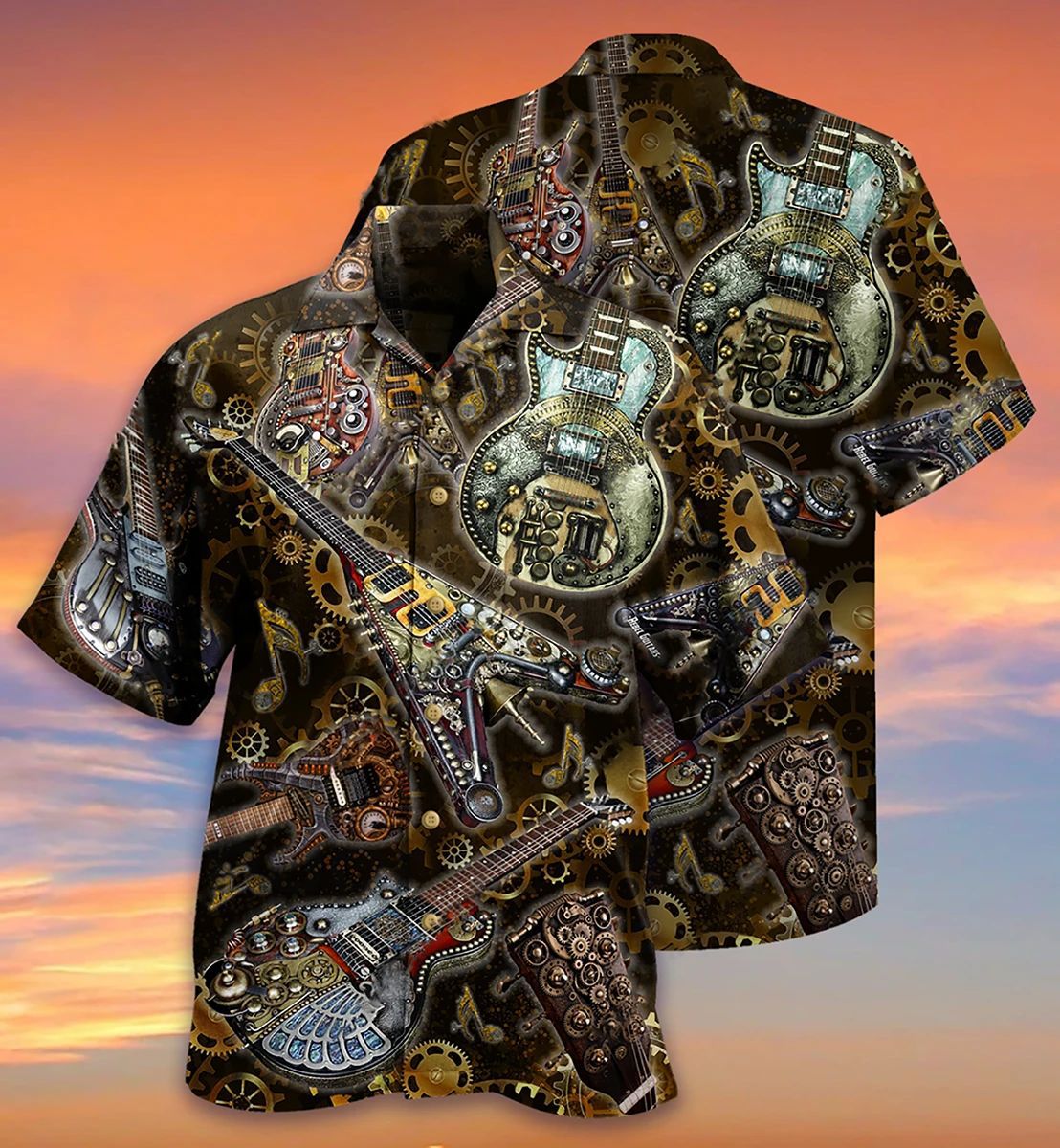 Steam Punk Guitar Unisex Hawaiian Shirt