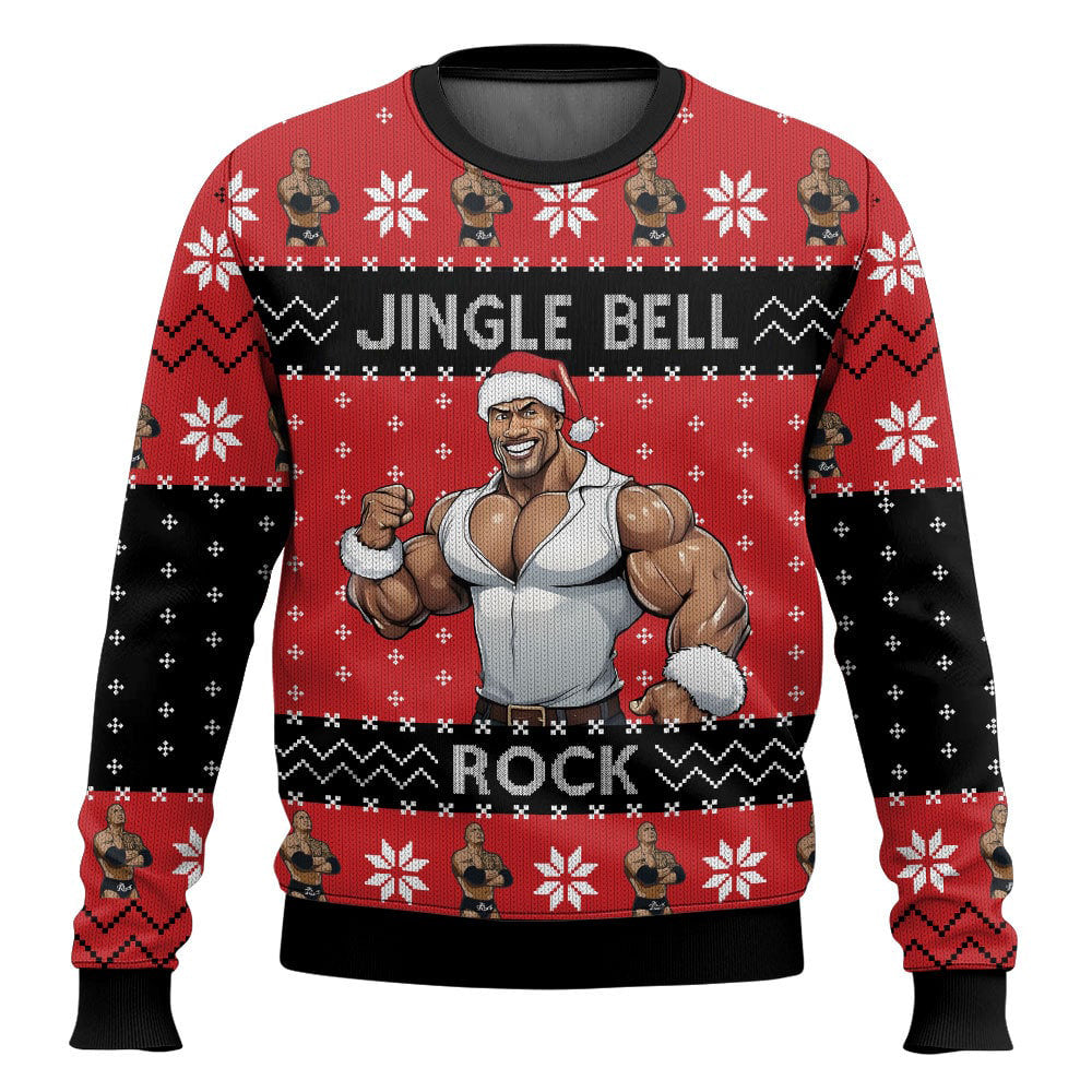 The Rock Jingle Bell Rock WWE Ugly Sweater