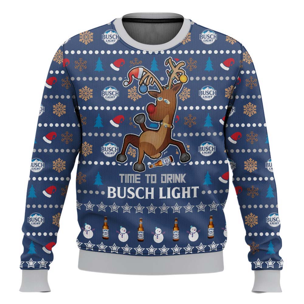 Time To Drink Busch Light Ugly Sweater