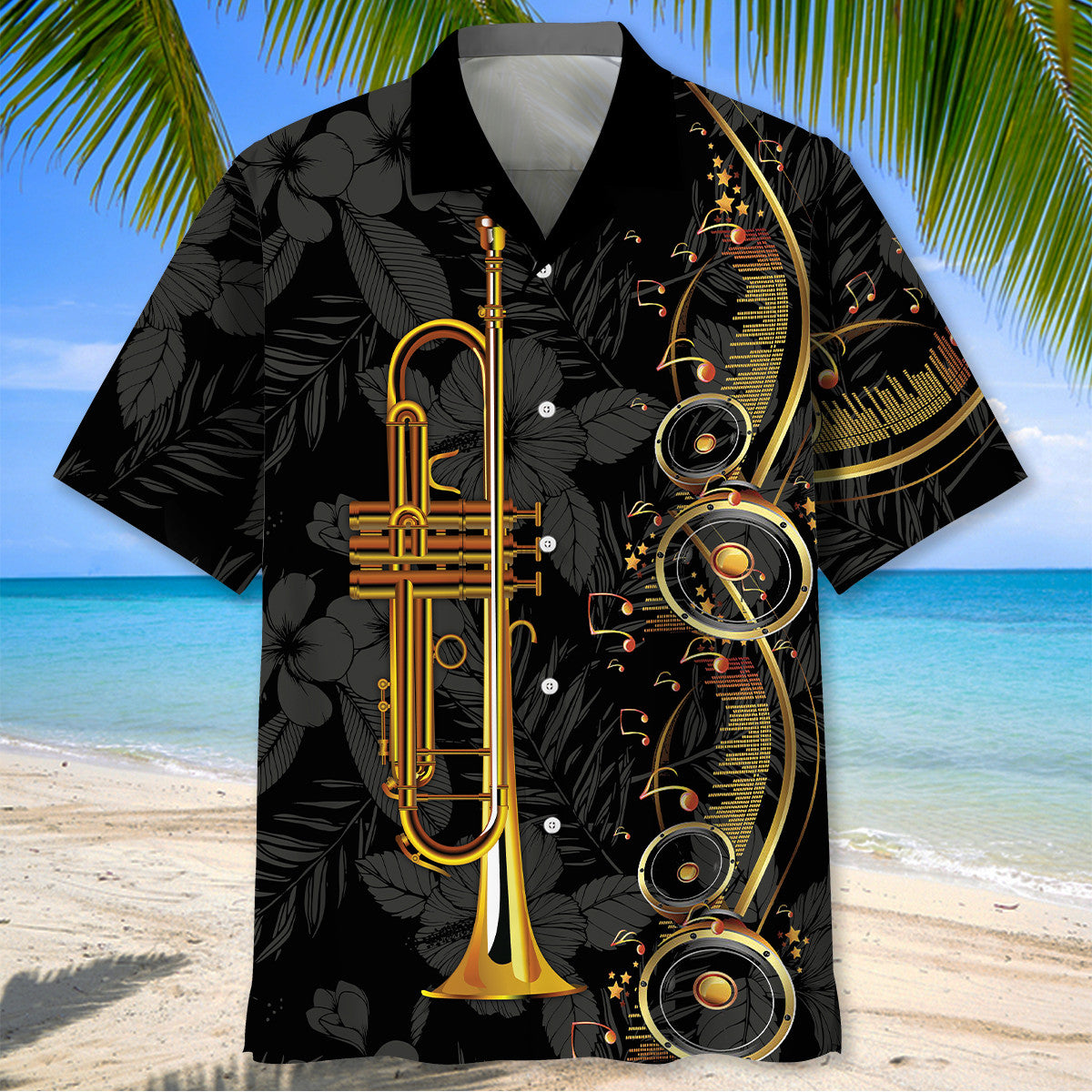 Trumpet Black Hawaiian Shirt