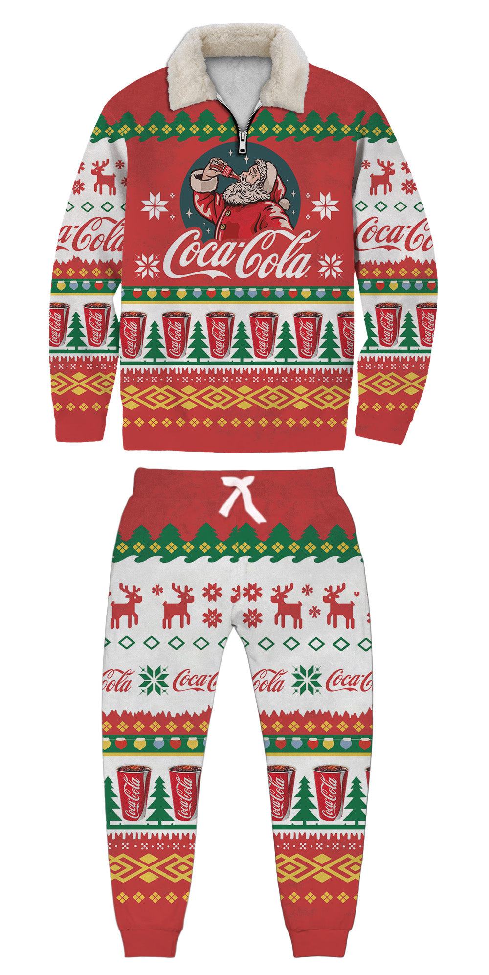Unisex 3D Printed Coca-Cola Ugly Quarter Zip Sweatshirt & Sweatpant Set-6