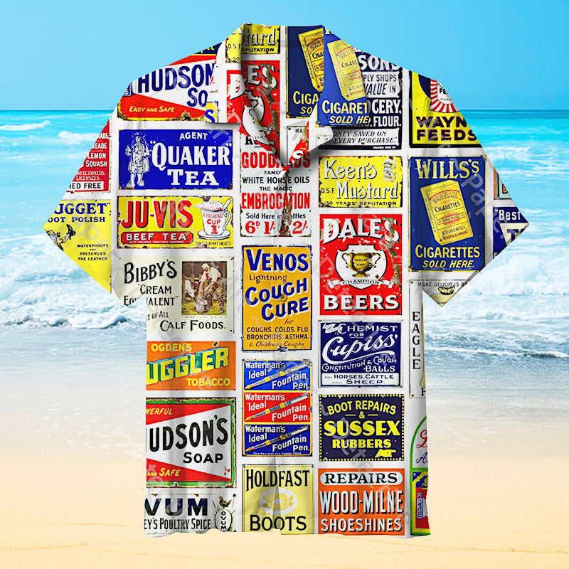 Vintage Advertising Miniature Signs Universal Hawaiian Shirt