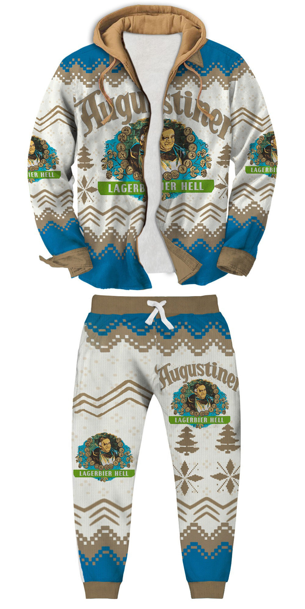 Vintage Portrait Print Ugly Zip Hoodie & Sweatpant Set