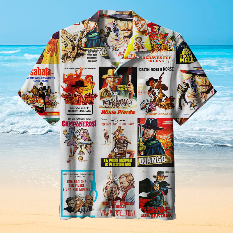 Western Wild West Cowboys & Indians Vintage Action Movie |Unisex Hawaiian Shirt