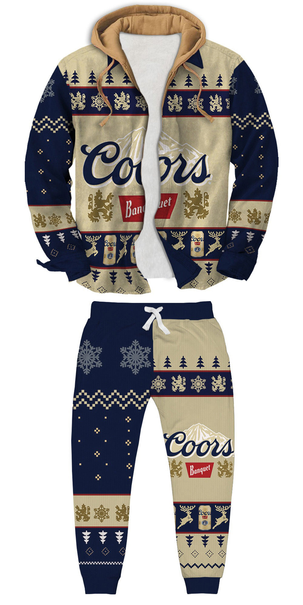 Winter Christmas All Over Print Ugly Zip Hoodie & Sweatpant Set