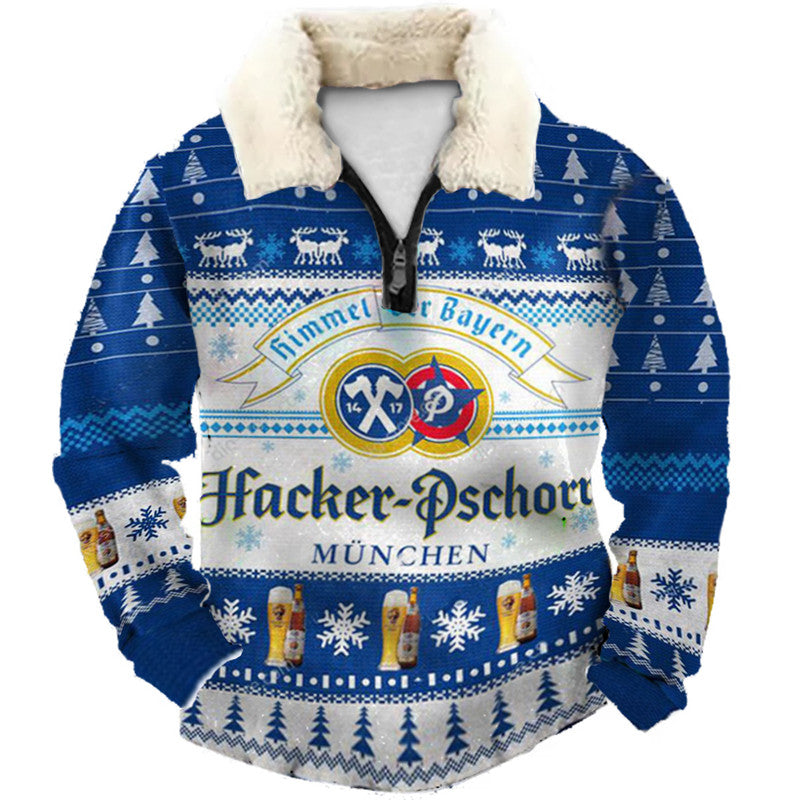 Winter Snowflake Pattern Ugly Quarter Zip Sweatshirt