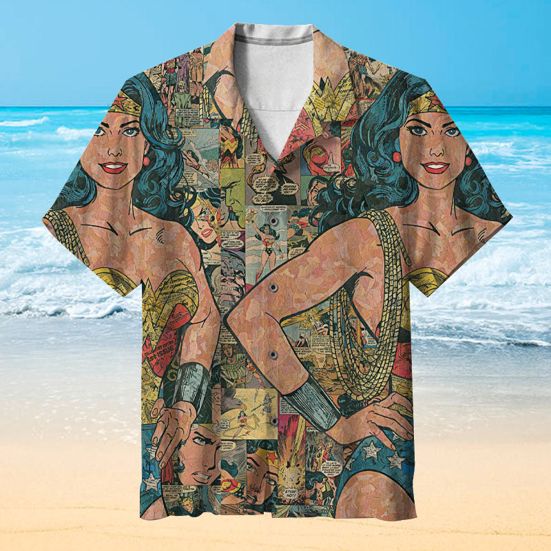 Wonder Woman Comic Collage Universal Hawaiian Shirt