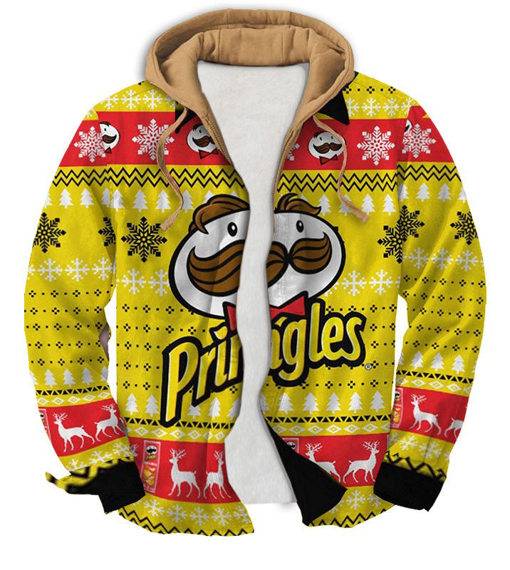 Yellow Retro Geometric Ugly Zip Hoodie